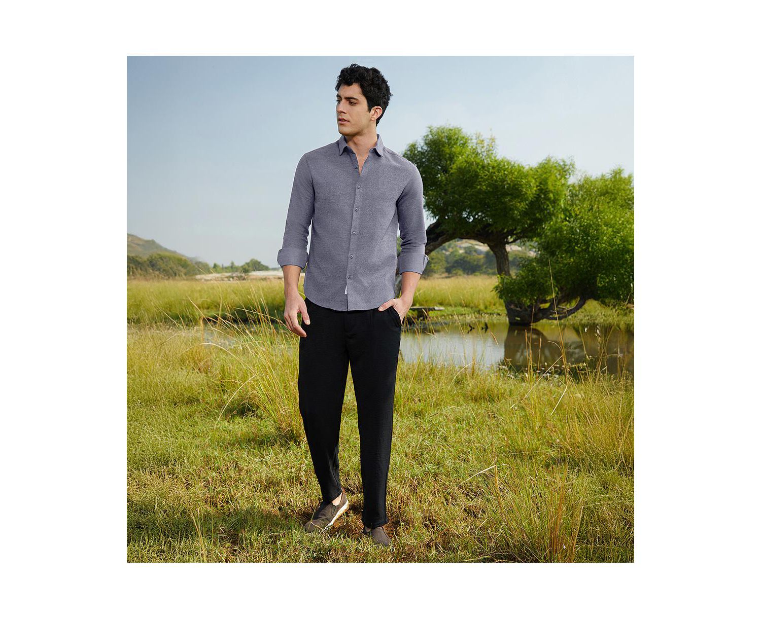 Men's Aegean Blue Grainy Shirt