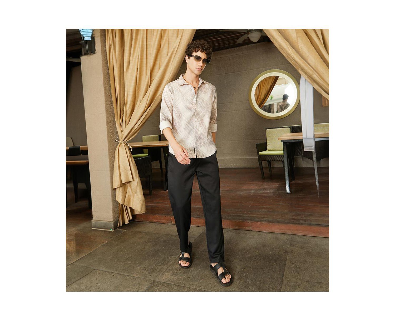 Men's Saltbox Beige Faded Strokes Shirt