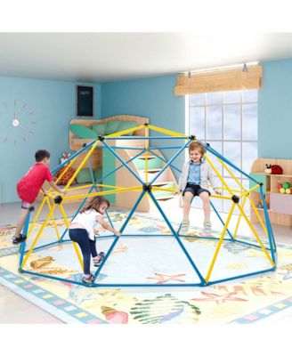10 FT Climbing Dome with Swing Outdoor Kids Play Jungle Gym