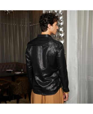 Men's Metallic Black Metallic Blushed Shirt