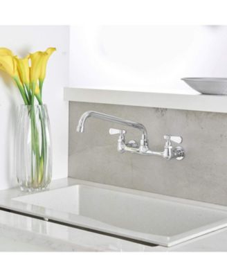 2-Handle Wall Mount Kitchen Faucet with 12" Swivel Spout and 8" Center Faucet