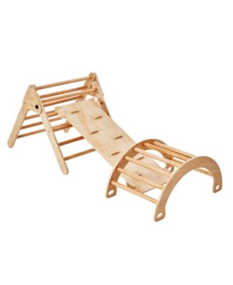 Toddler Wooden Pikler Triangle Set 5 in 1 Climbing Gym with Ramp and Arch Indoor