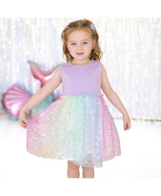 Little and Big Girls Rainbow Mermaid Tank Tutu Dress