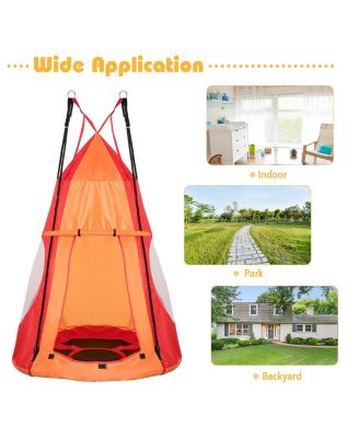 40'' Kids Hanging Chair Swing Tent Set Hammock Nest Pod Seat