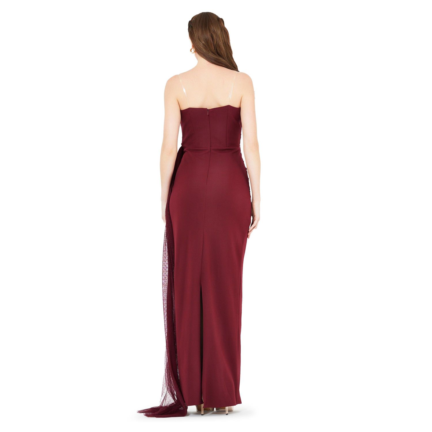 Women's Sweetheart Ruched Tulle Column Gown In Crepe