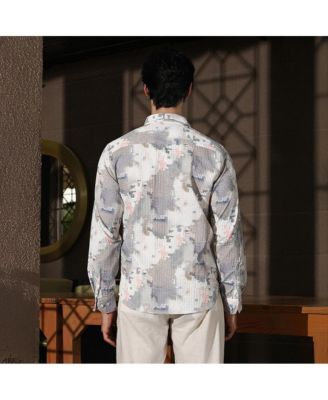 Men's Moon Grey & Chalk White Artistic-Blur Shirt