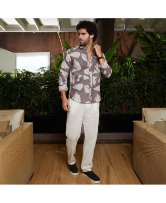 Men's Ash Brown Abstract Heathered Shirt