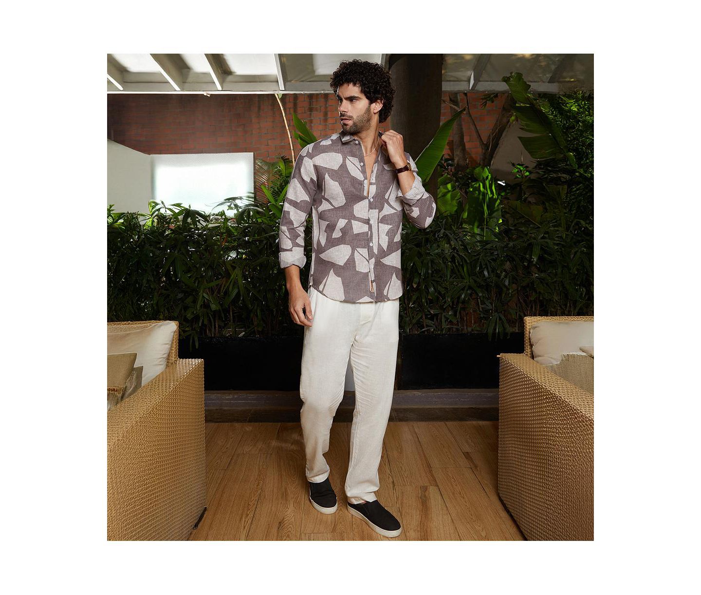 Мужская рубашка Cahoot Campus Sutra Ash Brown Abstract Heathered, цвет: Коричневый — фото 7