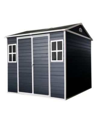 8 x 6 ft Resin Outdoor Storage Shed with Floor & Two Windows & Lockable Door