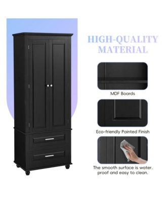 62.5"H Tall Storage Cabinet with 2 Drawers for Bathroom or Office Use