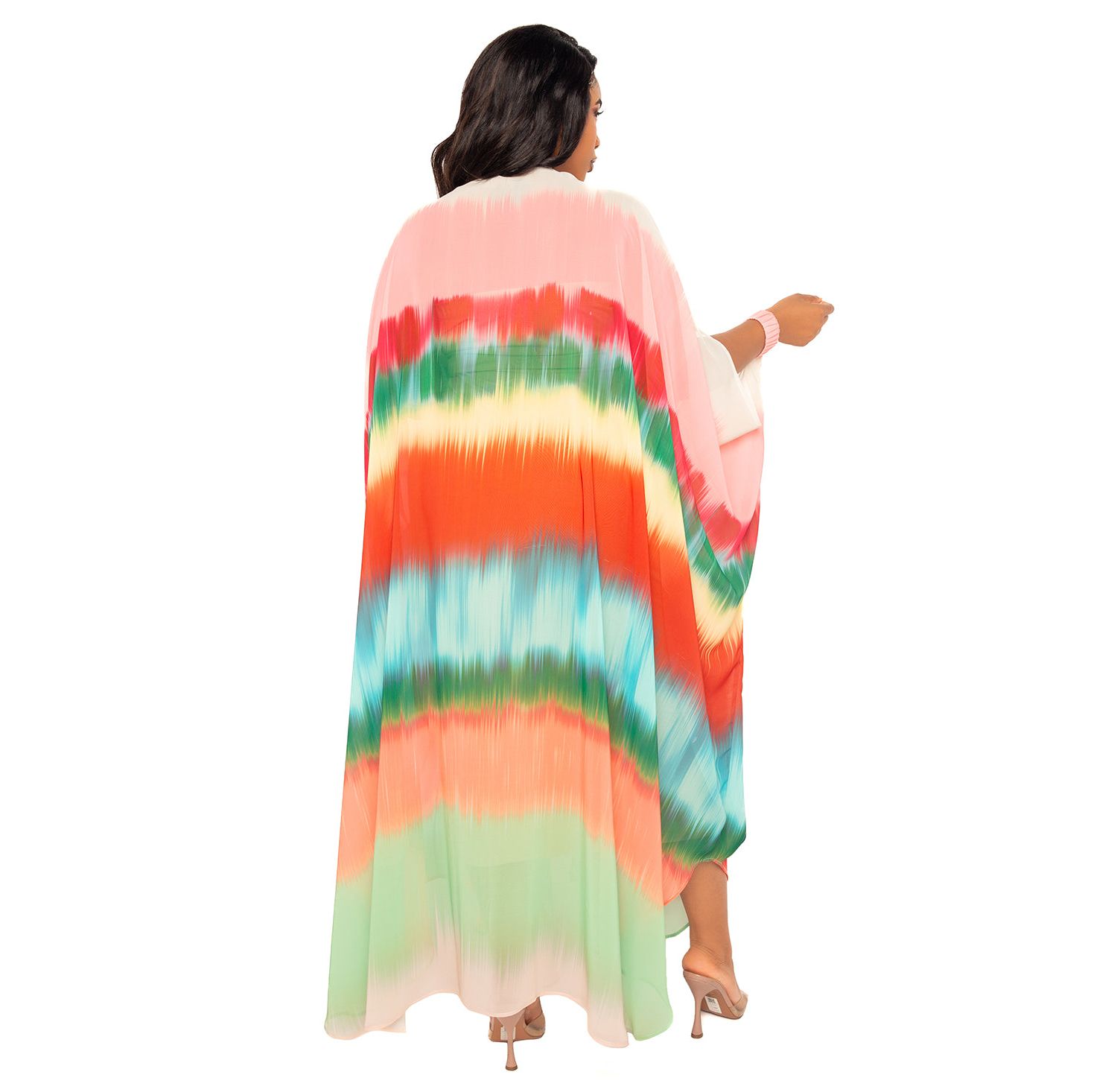Women's Ombre Stripe Robe with Wrist Band