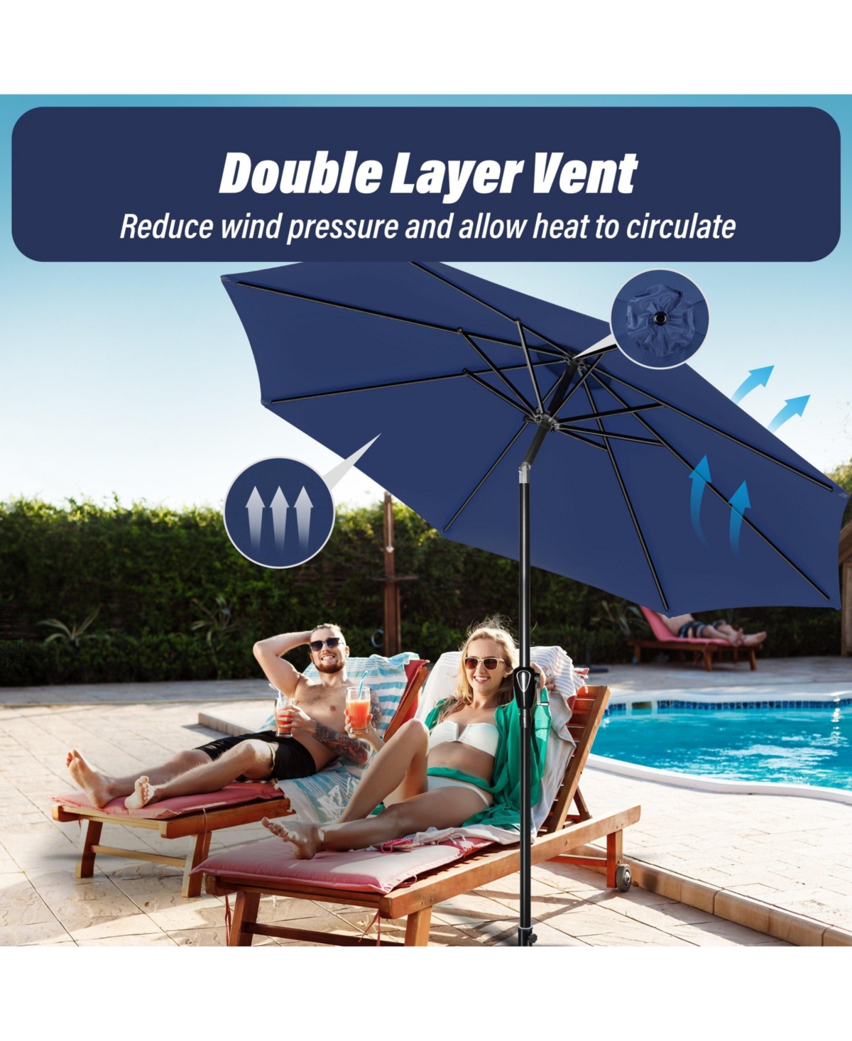 One 10' Patio Umbrella Outdoor Table Market Yard Umbrella with Push Button Tilt/Crank