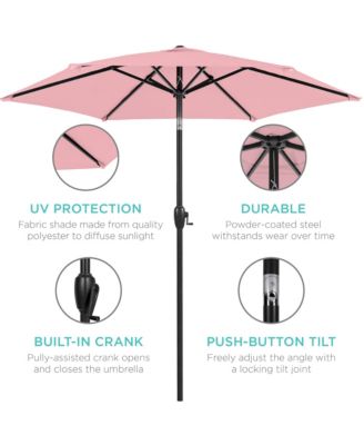 7.5ft Heavy-Duty Outdoor Market Patio Umbrella w/ Push Button Tilt, Easy Crank