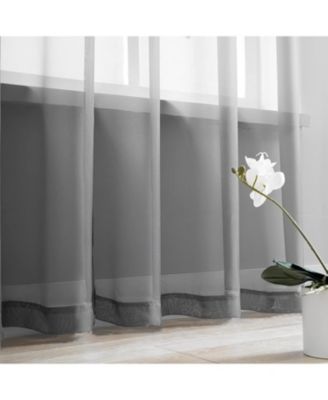 Hotel Lux 2 Piece Charcoal Gray Rod Pocket Sheer Curtain Panels