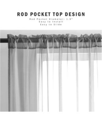 Hotel Lux 2 Piece Charcoal Gray Rod Pocket Sheer Curtain Panels