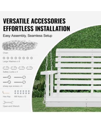 Wooden Patio Porch Swing Bench with Hanging Chains Strong Load Capacity for Garden