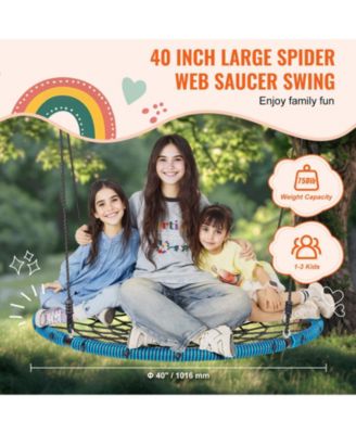 Toddler Outdoor Spider Web Saucer Swing Round Swing Backyard Playground
