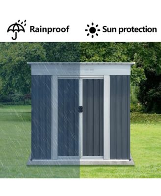 6FT Wx4FT H Metal Outdoor Storage Sheds with Sliding Doors