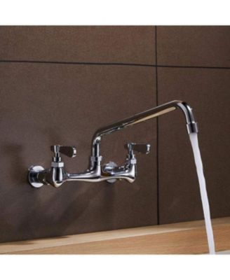 2-Handle Wall Mount 8&amp;#x22; Swivel Spout with 8&amp;#x22; Center Kitchen Faucet