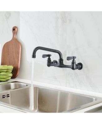 2-Handle Wall Mount 8" Swivel Spout with 8" Center Kitchen Faucet