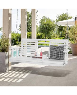 Sturdy Wooden Swing Bench with Chains for Porch Garden Deck or Courtyard Use