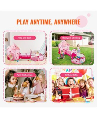 Indoor Outdoor 3 in 1 Kids Play Tent with Tunnel and Carrying Bag for Boys Girls