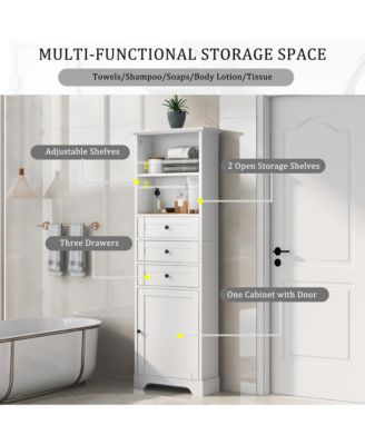 CASAINC 68.3"H Tall Storage Cabinet with 3 Drawers, Adjustable Shelves