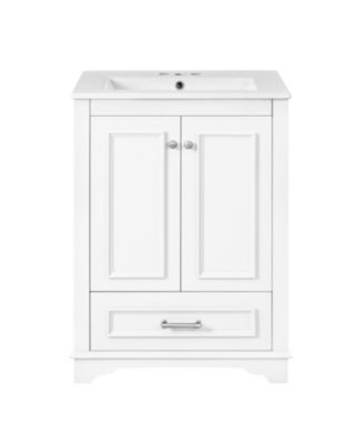 24" Freestanding Vanity with Sink, Silver Handles, Soft-Closing Doors