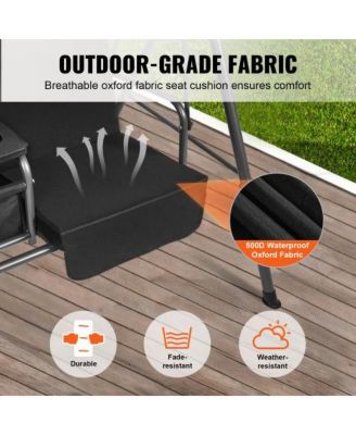 Outdoor 2-Seat Patio Swing Chair with Adjustable Canopy Storage Bag and Tray