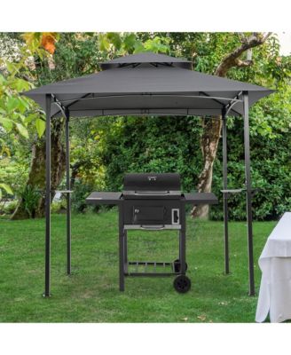 8x5Ft Grill Gazebo Replacement Canopy,Double Tiered BBQ Tent Roof Top Cover