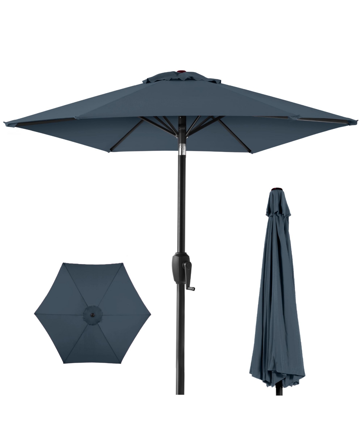 7.5ft Heavy-Duty Outdoor Market Patio Umbrella w/ Push Button Tilt, Easy Crank - Slate blue