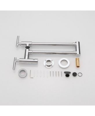 Wall Mount Double-Handle Dual Joint Swing Arm Pot Filler Faucet