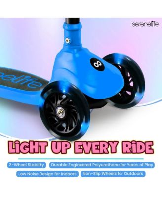 3-Wheel Foldable Kids Scooter - Child Toy Scooter with Built-in LED Wheel Lights, and Easy Maneuvering Lean-to-Steer Technology (Blue)