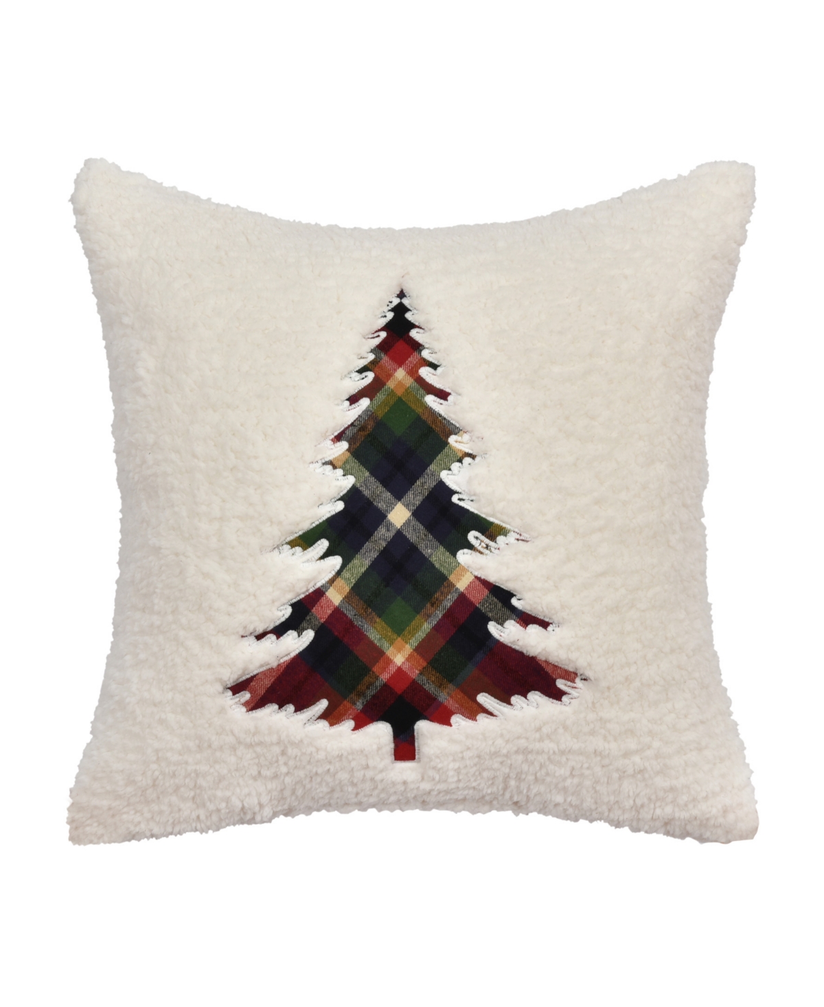J Queen New York Andrew Plaid Square Embellished Decorative Pillow, 20" X 20" In White