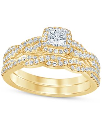 Macy's - Diamond Halo Braid Style Bridal Set (3/4 ct. t.w.) in 14k Gold