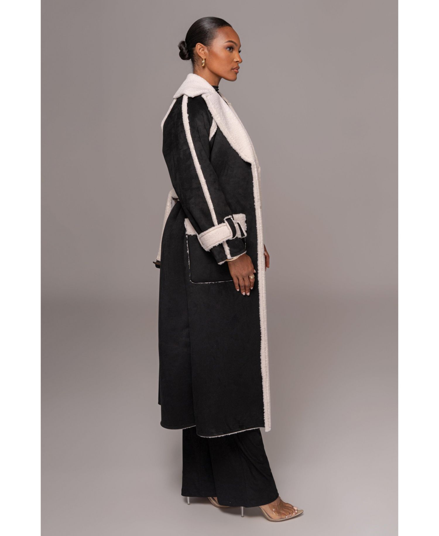 Women's Suede And Sherpa Reversible Coat