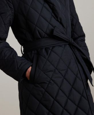 Women's Belted Midi Quilt Coat