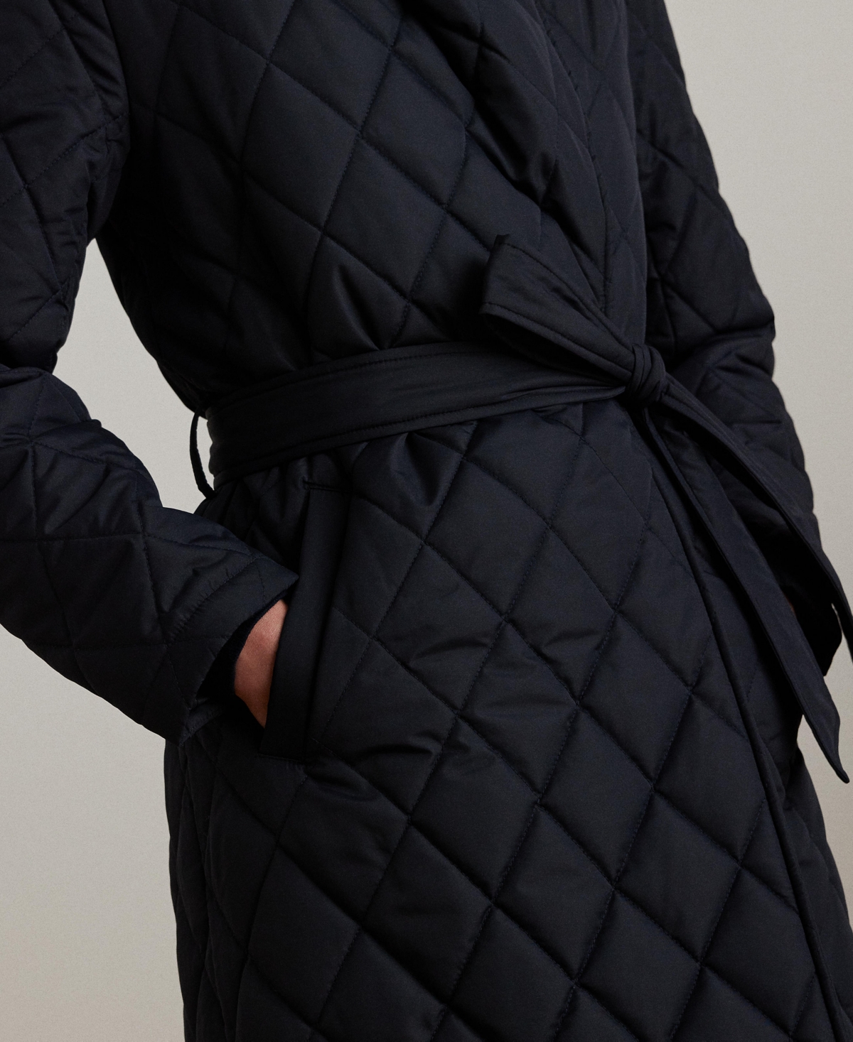 Ralph Lauren Women's Belted Midi Quilt Coat In Blue
