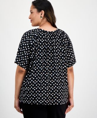 Plus Size Printed Short Sleeve Blouse