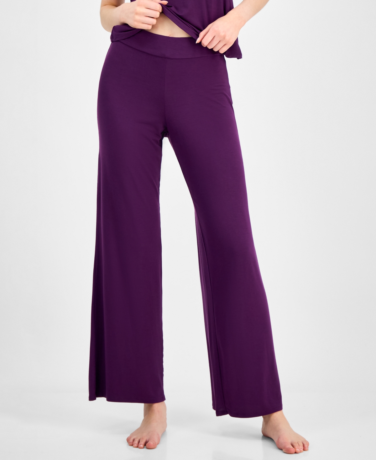 Inc International Concepts Women's Lace-trim Knit Tank & Pajama Pants Set, Exclusively At Macy's In Purple