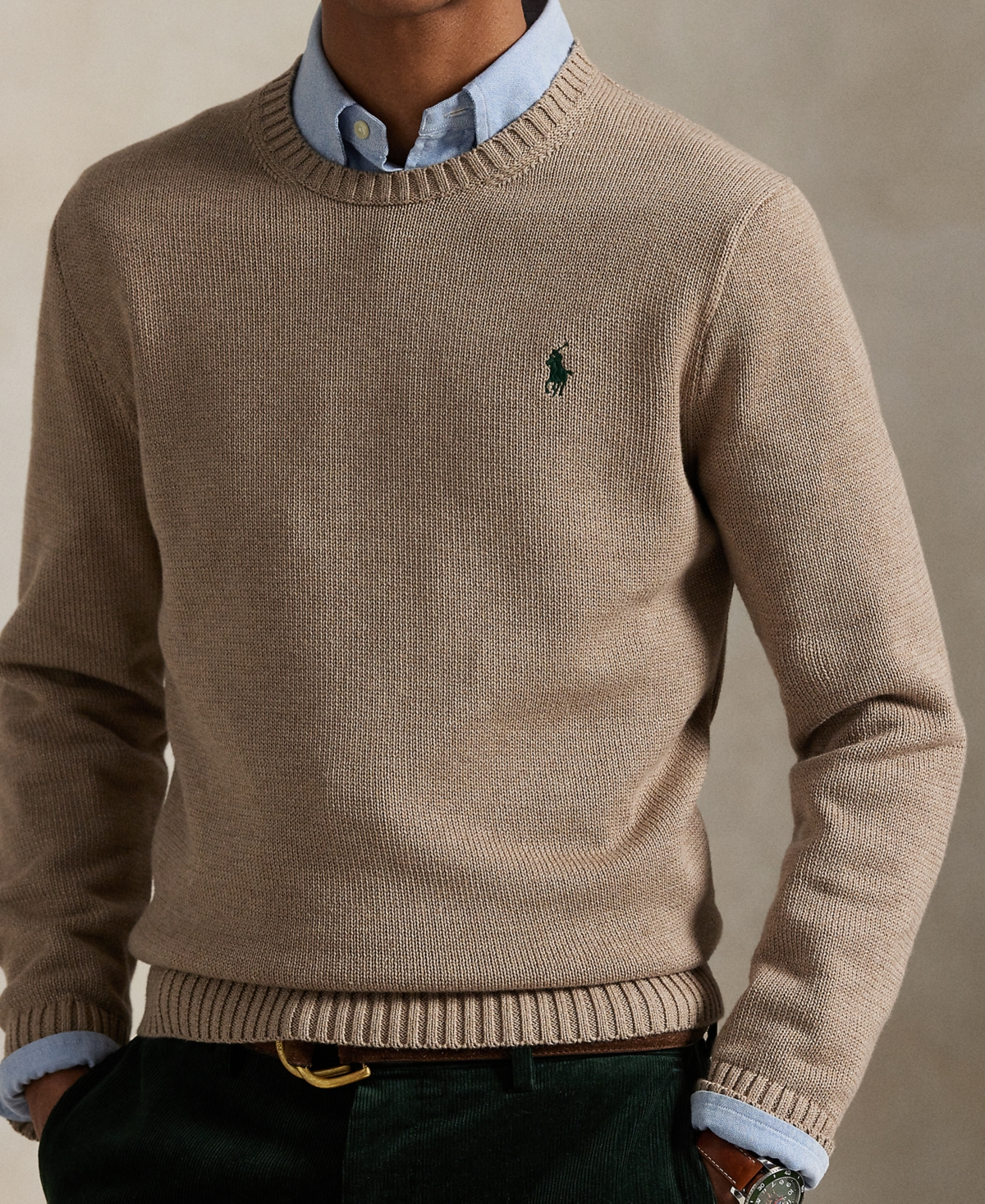 Polo Ralph Lauren Men's Cotton Crewneck Sweater In Brown