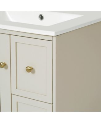 24" Sink with Overflow, 2 Drawers, Soft-Close Door, Wall-Mount Bathroom Vanity