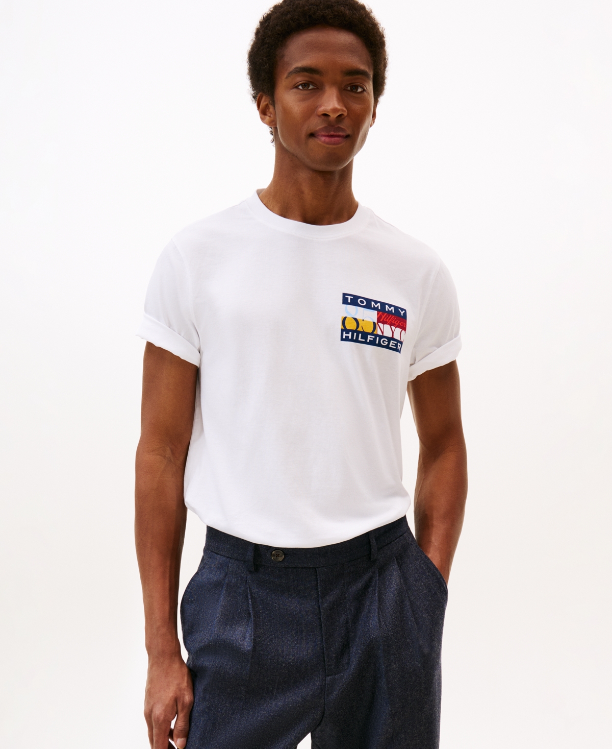 Tommy Hilfiger Men's Color Flag Graphic T-shirt In White