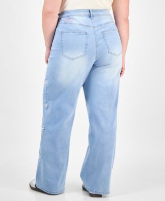 Trendy Plus Ultra 90's Bow-Detail Straight Jeans