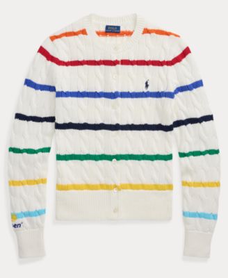 Women's US Open Striped Cable Cotton Cardigan