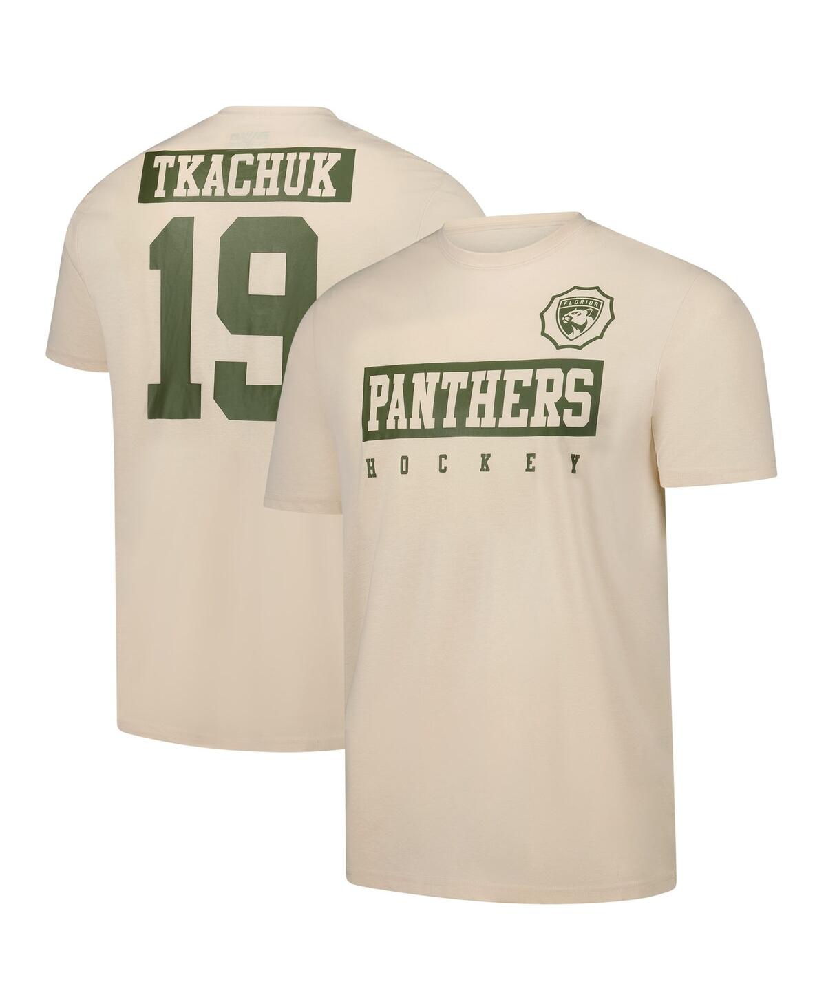 Men's Matthew Tkachuk Khaki Florida Panthers 2024 Nhl Military Appreciation Richmond Delta Player Name Number T-Shirt - Khaki