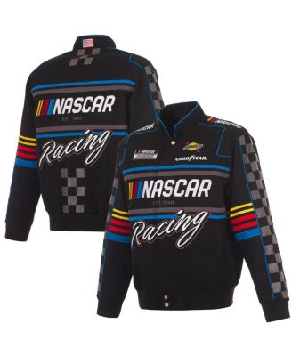 JH Design - Men's Black NASCAR Full-Snap Twill Uniform Jacket