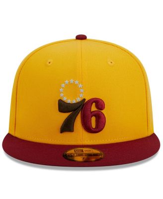 Men's Yellow/Red Philadelphia 76ers Fall Leaves 2-Tone 59FIFTY Fitted Hat