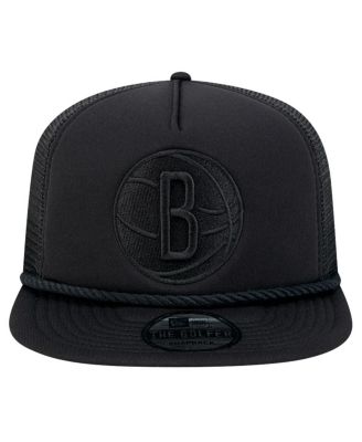 Men's Black Brooklyn Nets Tone Foam Mesh Back Golfer Snapback Hat