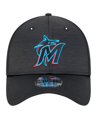 Men's Black Miami Marlins Tech 39THIRTY Flex Hat